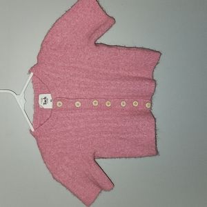 TACH Pink Dalia Button-Up Crop Sweater